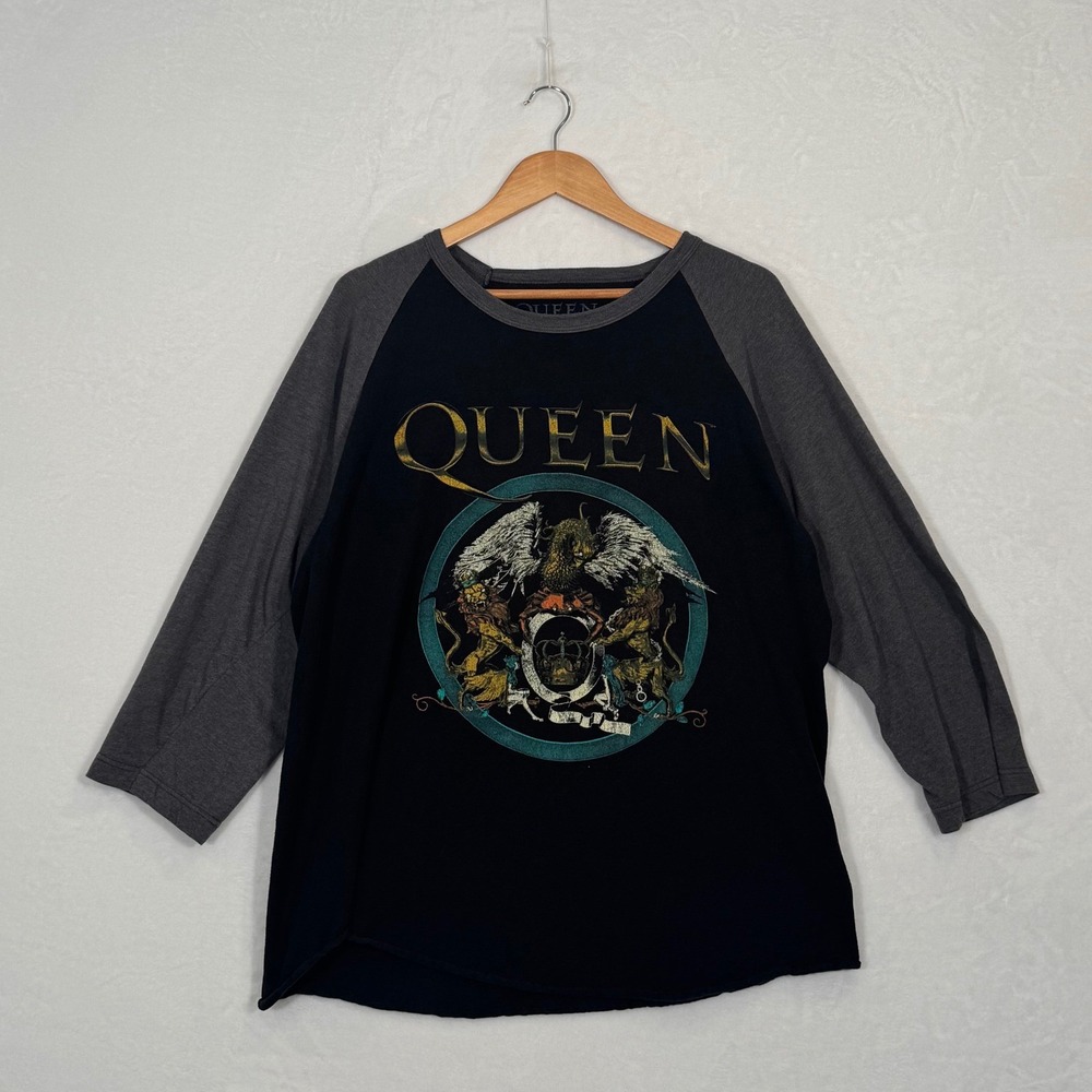 Queen Black/Grey Raglan Baseball T-Shirt XL